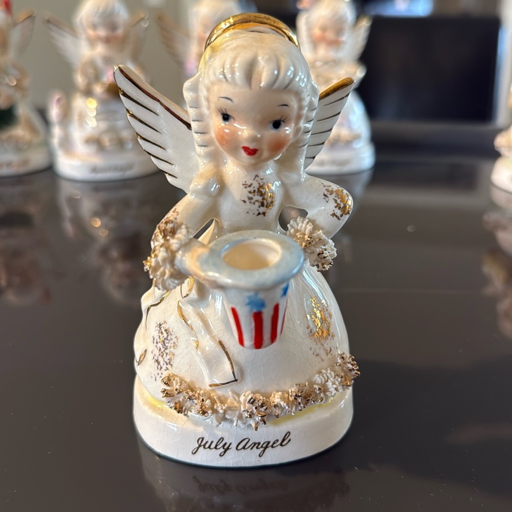 Napco Japan July Birthday Angel Vintage 1950s Figurine Independence Day